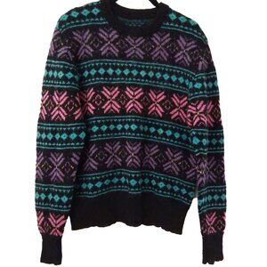 Handknit Nordic Fair Isles Pullover Sweater Wool